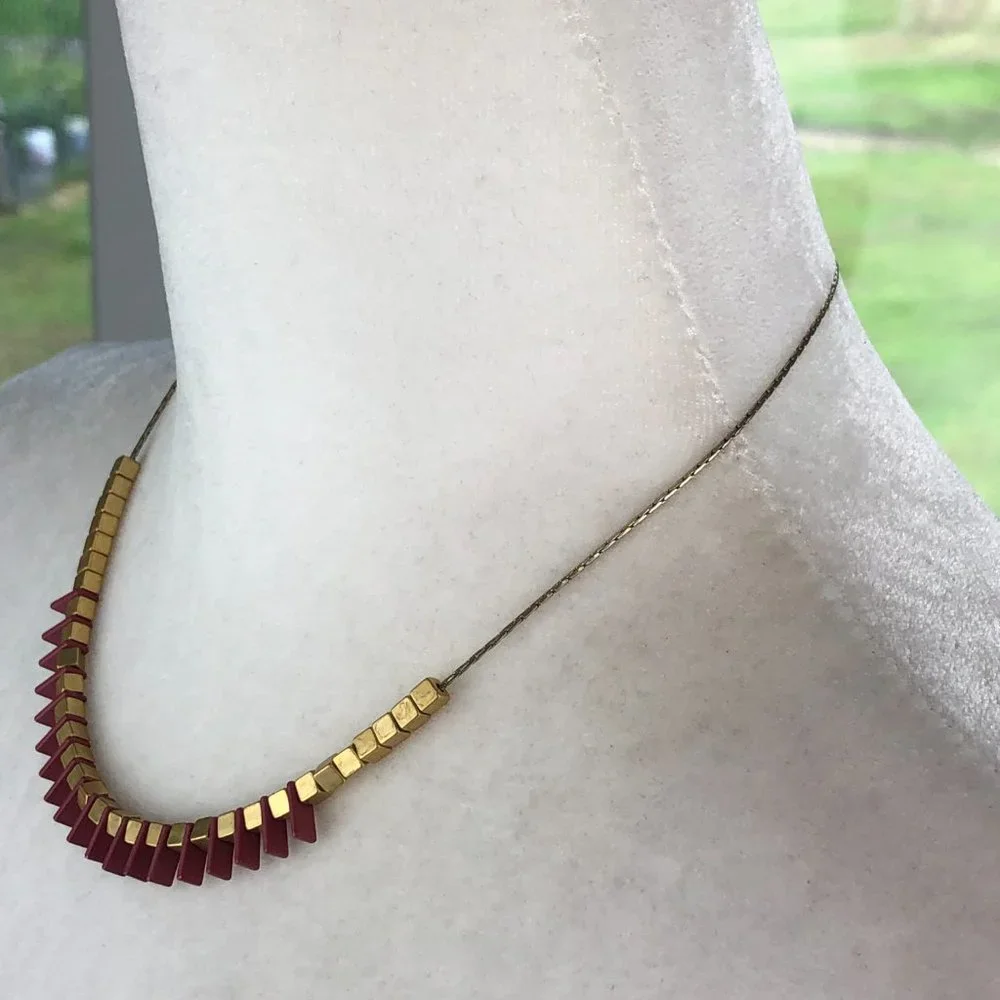 Madewell Geometric Gold Tone Adjustable Statement Necklace Festival Glamcore - Picture 4 of 8